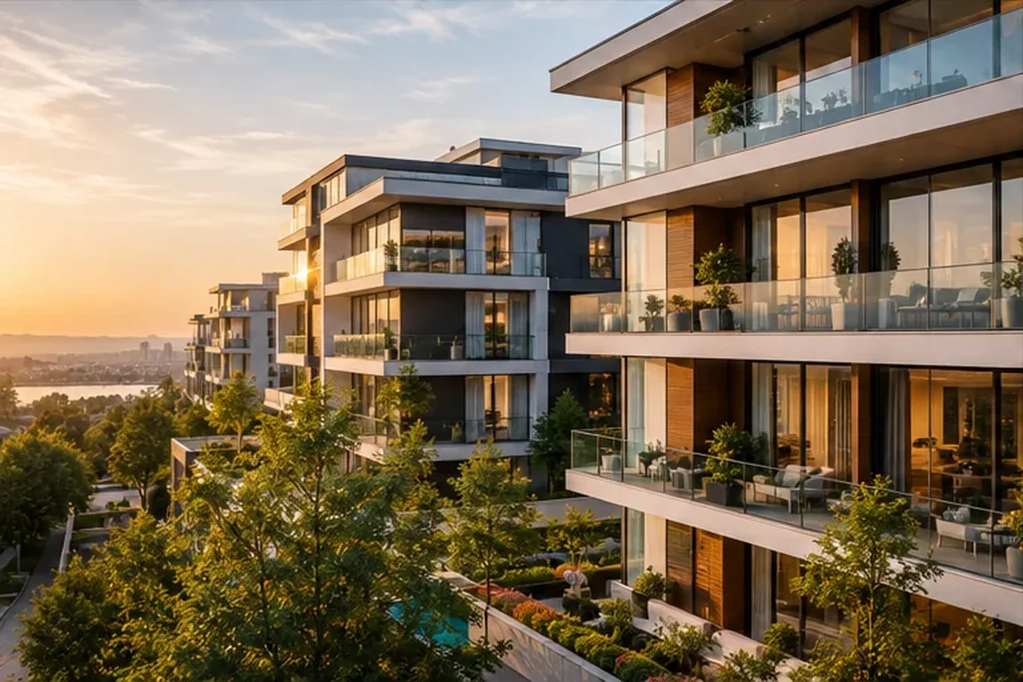 Modern residential building representing property management systems